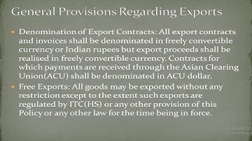 General Provisions Regarding Exports