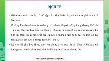 1.1 - Cập nhật chẩn đoán và điều trị các rối loạn chức năng tình dục thường gặp
