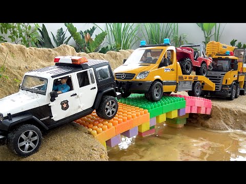 Mobil polisi dan jembatan mainan lego