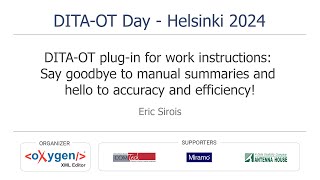DITA-OT plug-in for work instructions: Say goodbye to manual summaries and hello to accuracy!
