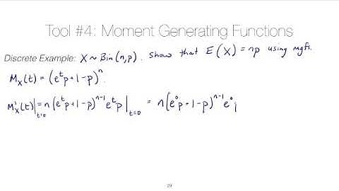 STAT 4520 Unit #2: Mean of binomial using the moment generating function