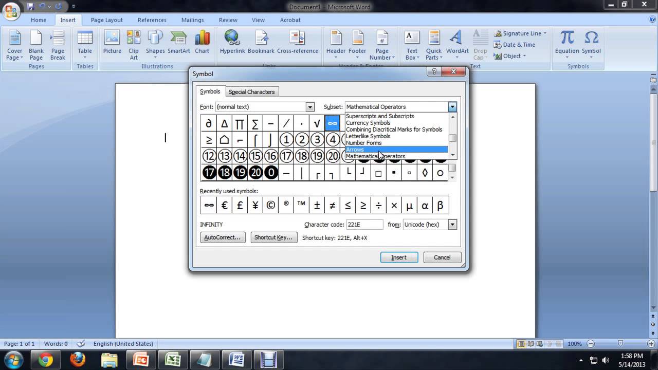 Mathematical Symbols In Microsoft Word