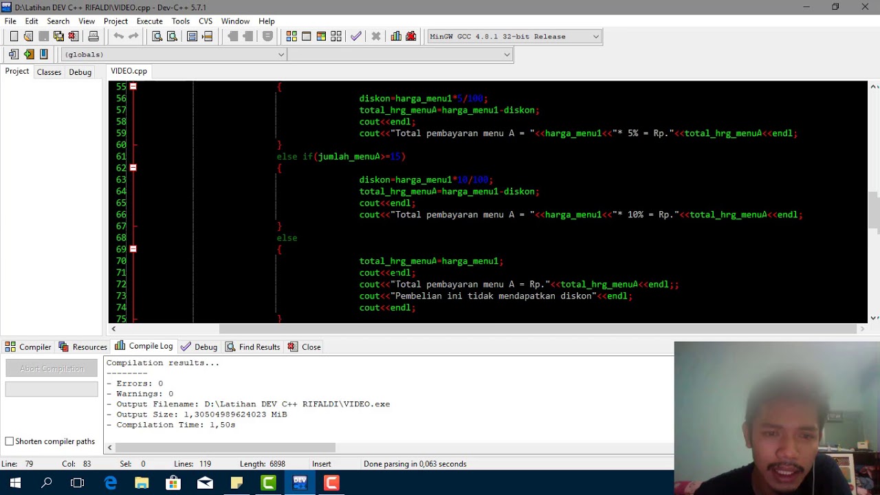 Coding C++ Program Kasir Muhammad Rifaldi Ridho Safari -16630809 - YouTube