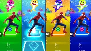 Edm Rush :  Spiderman vs Tiles hop Gameplay vs Coffin Dance Music