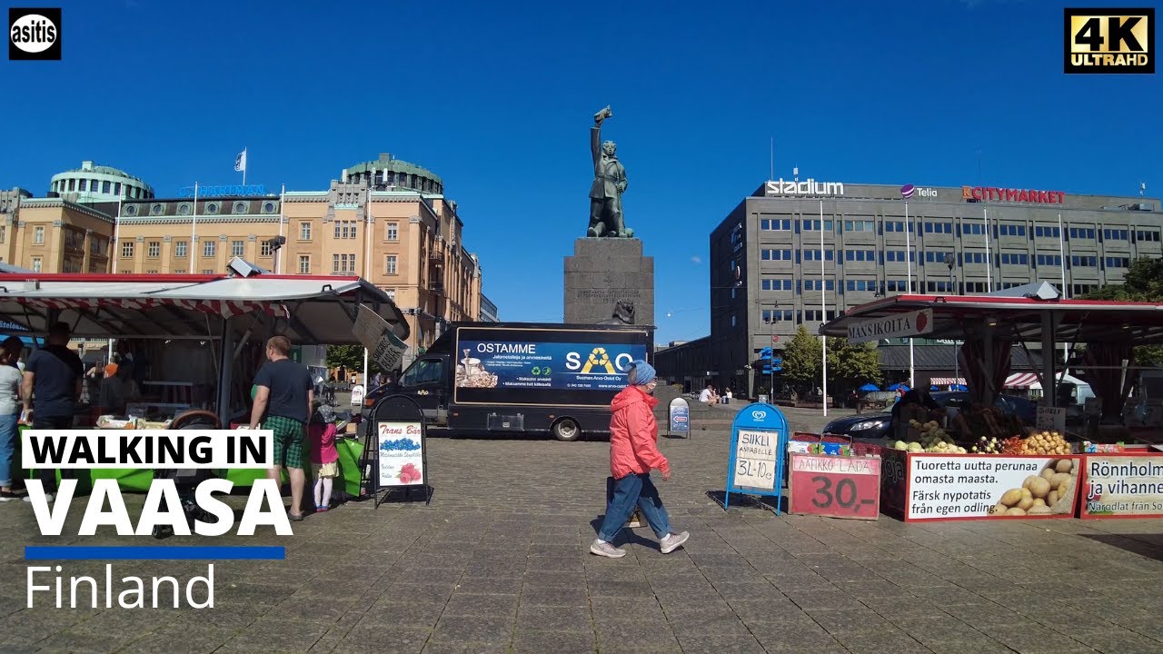 Walking in Vaasa Finland - Sunny Summer Day Walk in the City Center (7 Aug 2021)