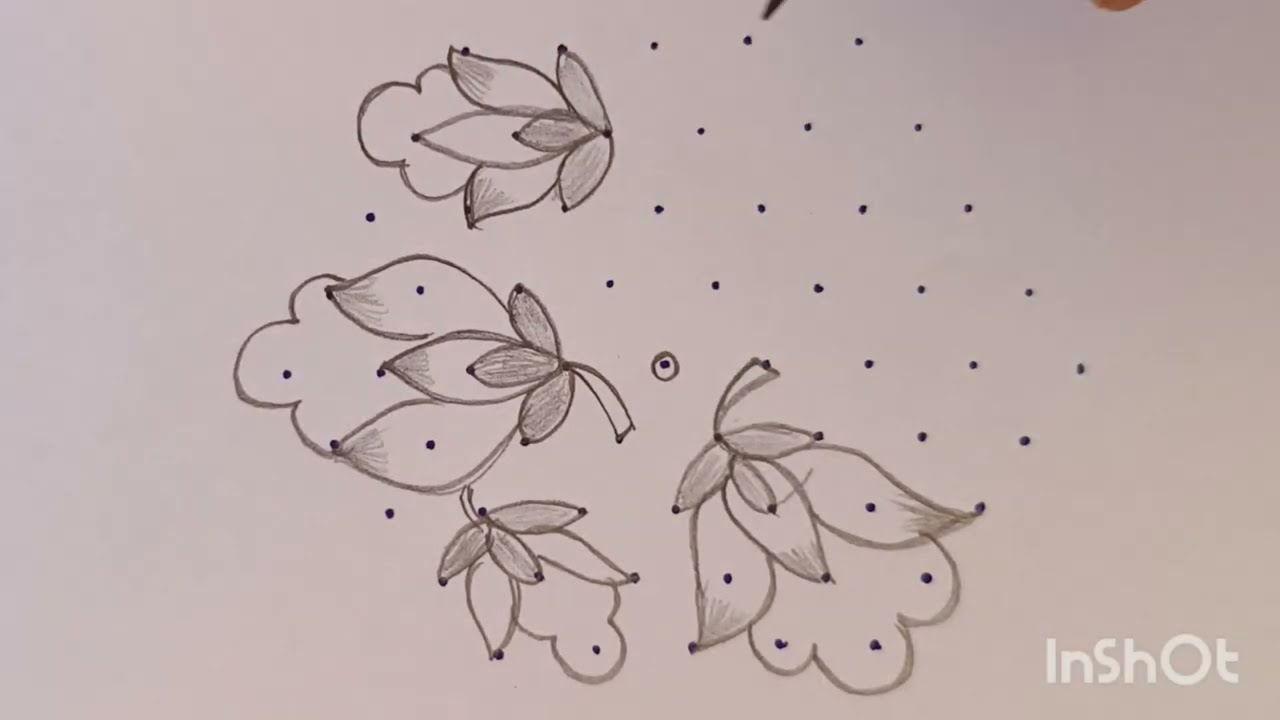 Beautiful flower rangoli🌺9 Dots easy poo kolam🌺