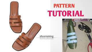 How to make pattern for this ladies unique slide slippers #shoemaking #beginners
