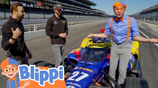 blippi explores indy 500 race cars at the motorway speedway educational videos for kids