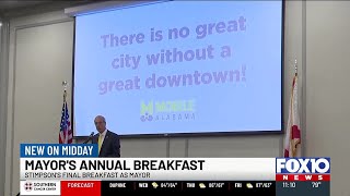 Mobile Mayor Sandy Stimpson addresses Downtown Mobile Alliance for final time