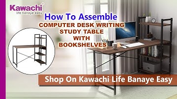 How To Assemble Kawachi Computer Desk Writing Study Table with 4 Tier Bookshelves for Home