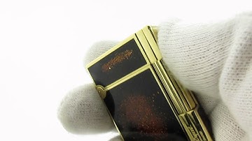 Rare S. T. Dupont Ligne/Line Gatsby Gold Dust Lacquer Gas Lighter Ping Sound & Presentation 90