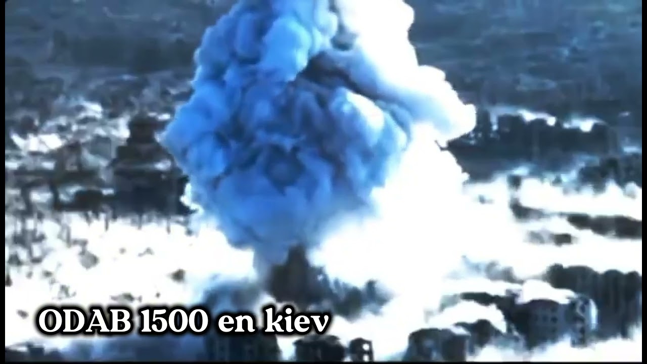 Impactante explosión de la llegada de una bomba aérea Rusa ODAB 1500 termobarica. 