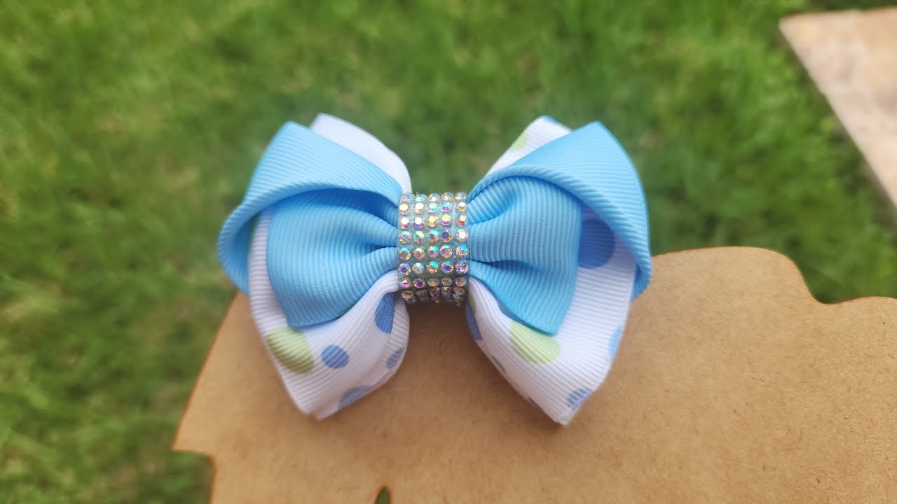 Como hacer moños en par/Moños con listón de 3.8cm/Lazos para el cabello/Moños para principiantes/Bow