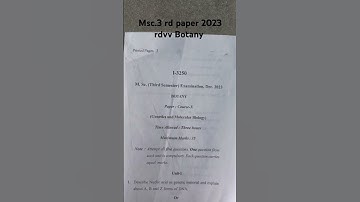 M sc 3 Rd sem . paper Botany p 2023 Rdvv university  please like and subscribe my clenal
