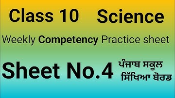 Class 10 | Science | Weekly Competency Practice sheets| Sheet No.4 |PSEB