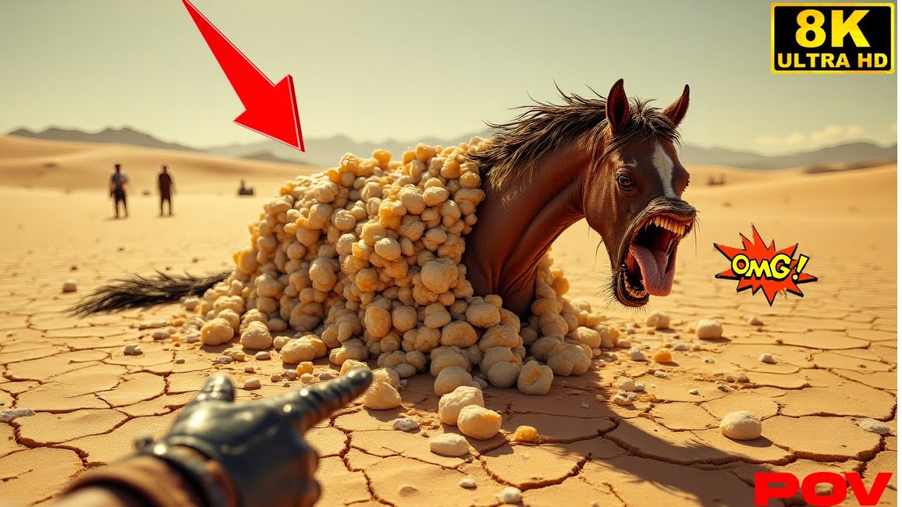 POV:Brown Horse Fights for Every Breath, Trapped by Deadly Barnacles ...