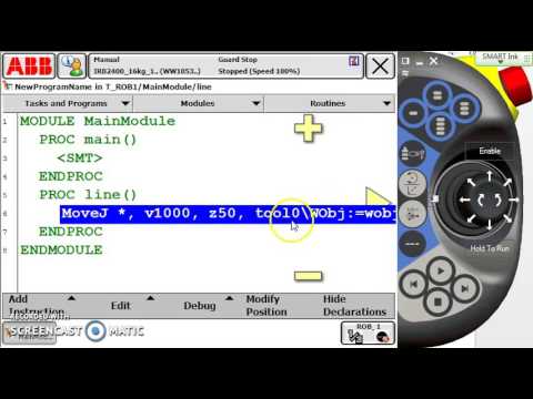 Robot Programming ABB Introducing a line of motion code IRC5 Flex Pendant Prog Basic #1