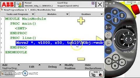 Robot Programming ABB Introducing a line of motion code IRC5 Flex Pendant Prog Basic #1