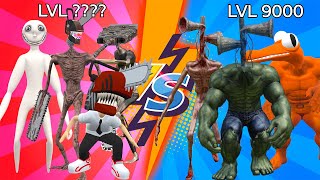 Team Siren Head Vs Siren Head Monster Vs Choo Choo Crarles Vs Chainsaw Man Funny Monster Battle