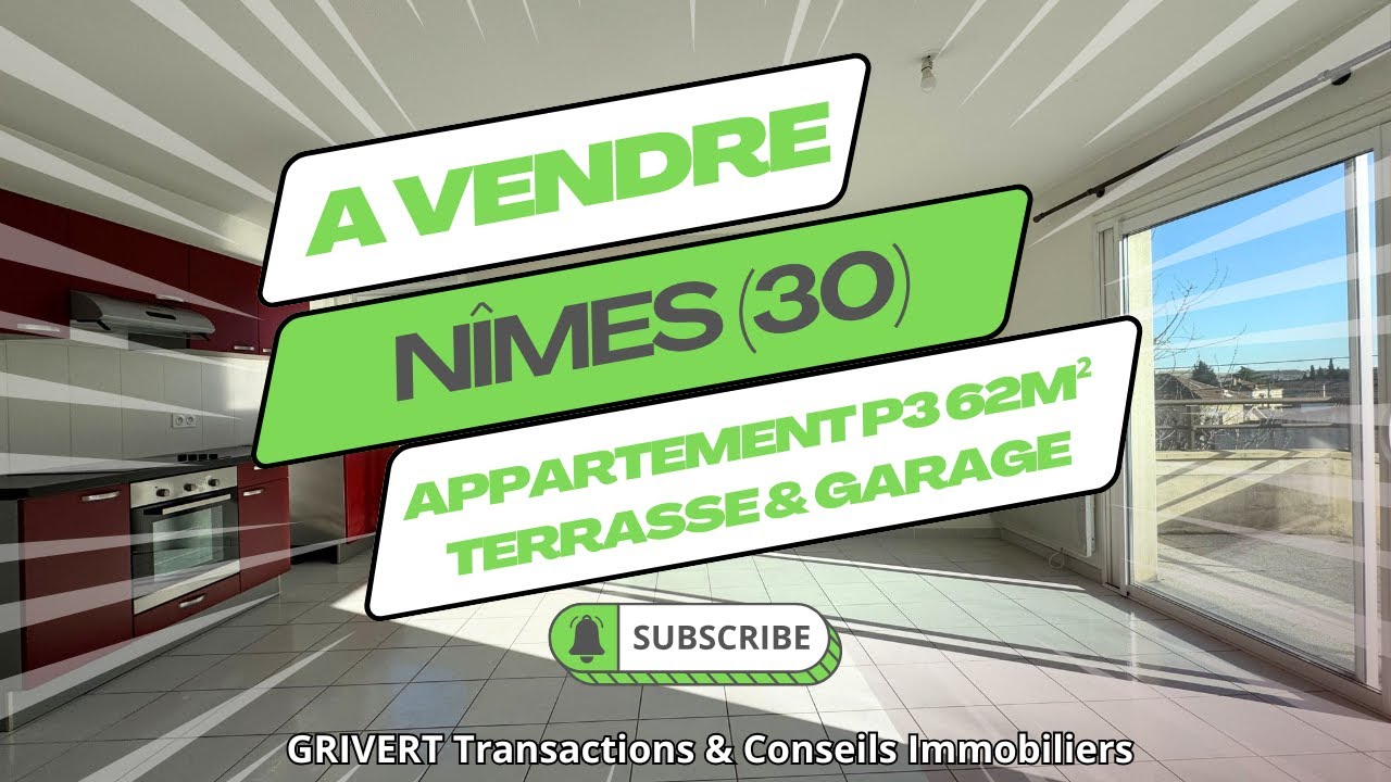 A VENDRE NÎMES : Appartement P3 62,20m² avec terrasse et garage