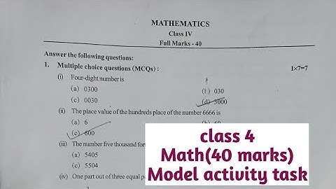 MODEL ACTIVITY TASK 2021 MATHEMATICS, ENGLISH MEDIUM, (WBBSE)/CLASS 4 MODEL ACTIVITY TASK