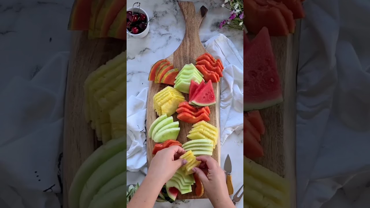 Simpele fruitschaal idee om thuis te proberen🍉🍍