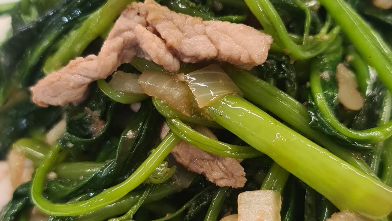 ASMR How to cook simple & Delecious Kangkong Adobo with pork 