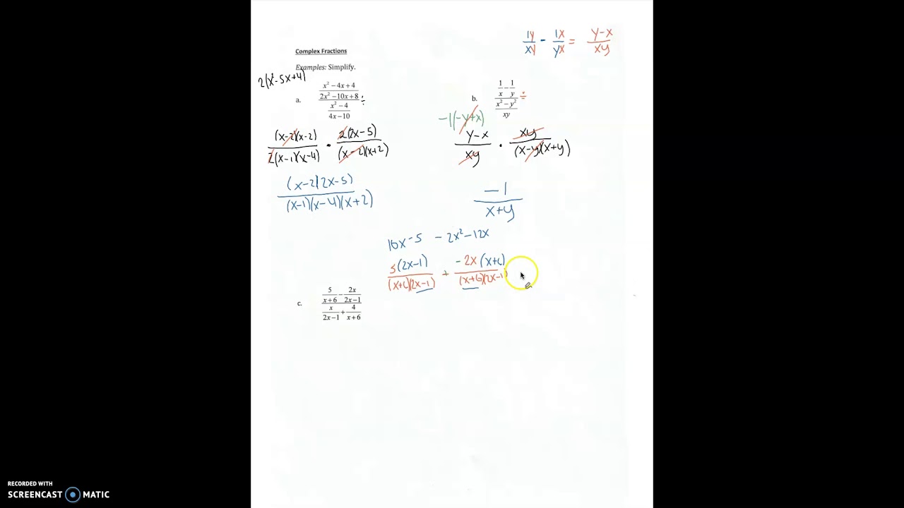 HA2 Section 8.2 Complex Fractions - YouTube
