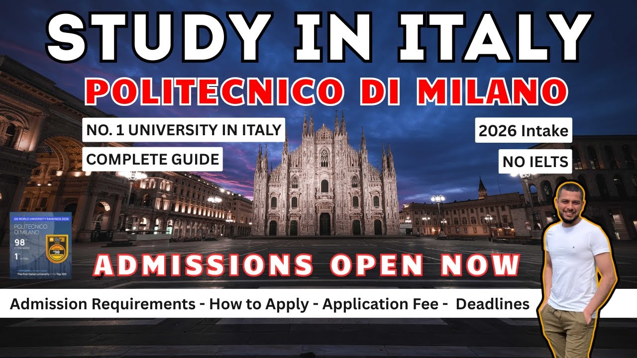 Study in Italy 2026 Admissions Open 🇮🇹 | Politecnico di Milano Complete Process Explained No IELTS