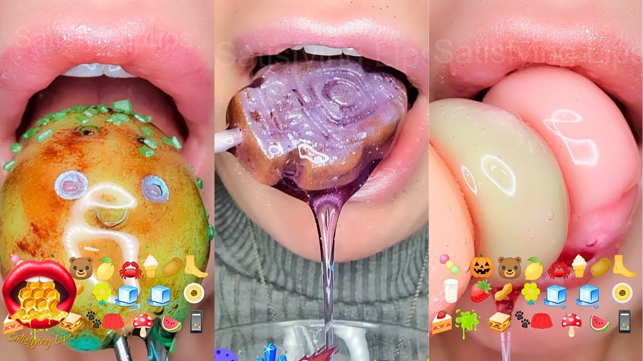 Satisfying ASMR Eating Emoji Food Challenge Mukbang