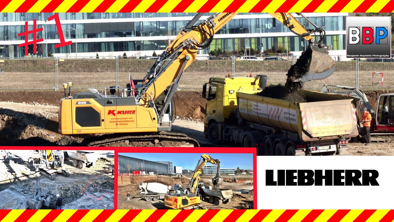 Liebherr R 938 VA mit Löffel u. Greifer, Baugrubenaushub, Filderstadt, 14.01.2022. #1