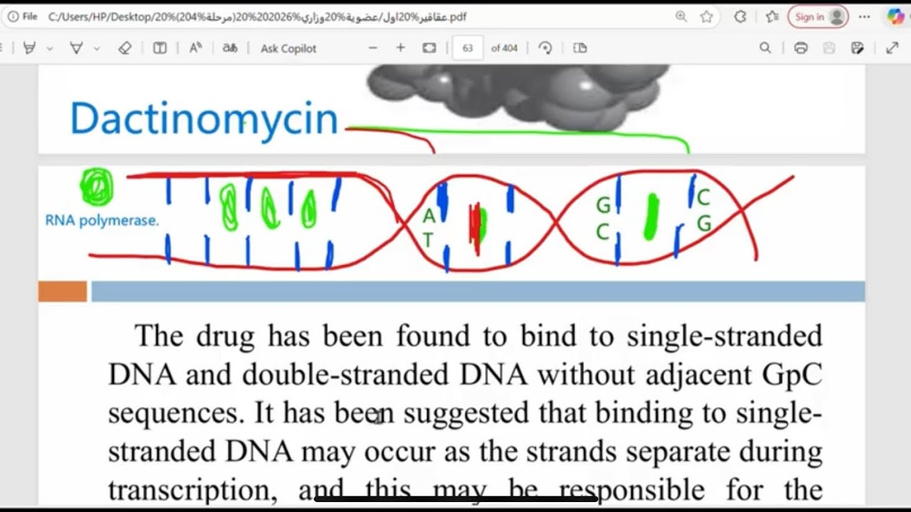 شرح Dactinomycin عضوية مرحلة رابعة وزاري