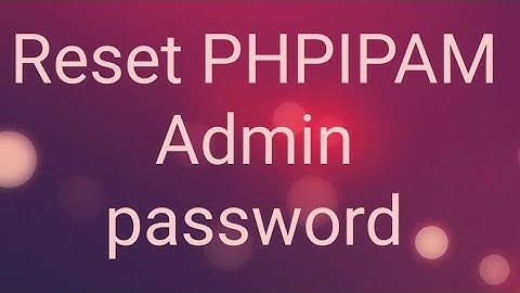 Reset phpipam admin password