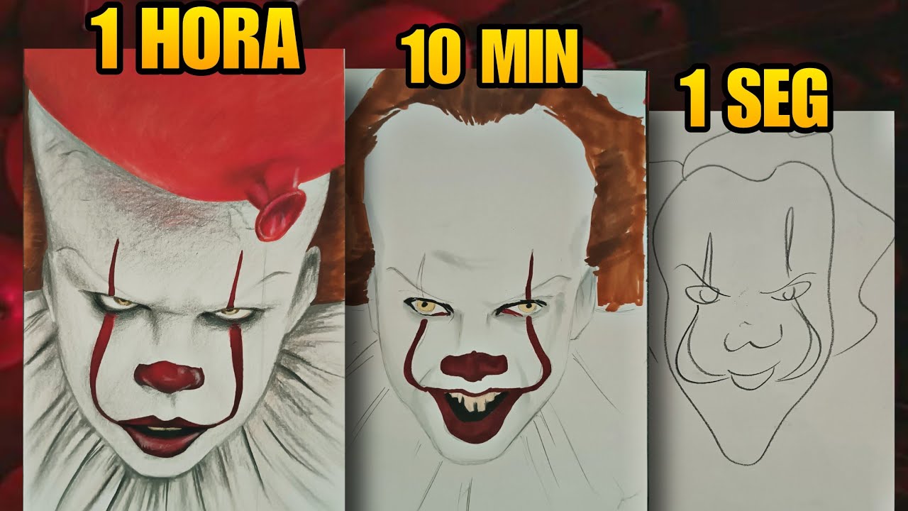 De 1 segundo a 1 hora dibujando a PENNYWISE 😱🎨