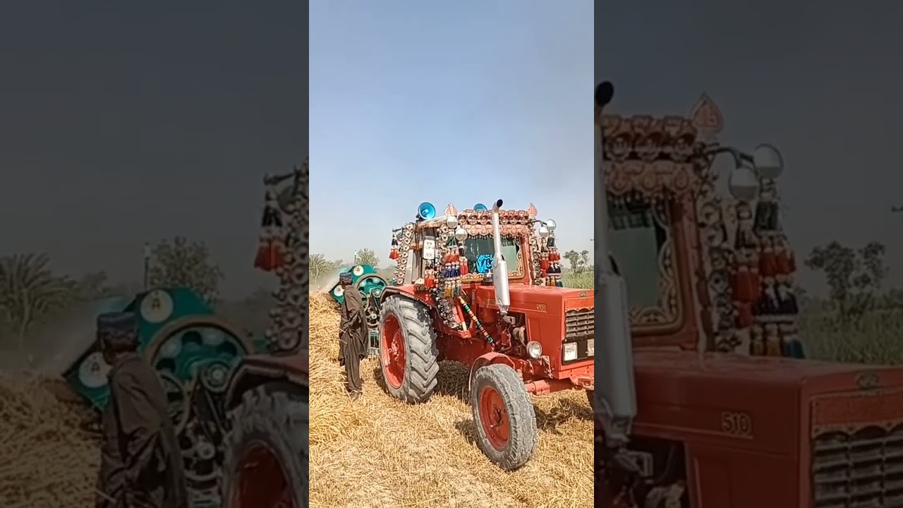 Belarus tractor with thresher- 