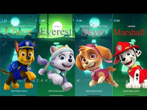 Paw patrol-Chece-Everest-Skye-Marshall Tiles hop