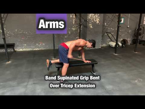 Resistance Band Supinated Grip Bent Over Tricep Extension - Arms Exercise Workout