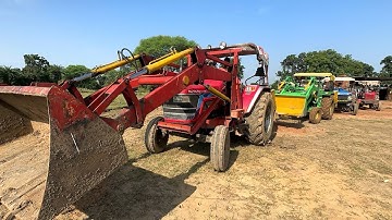 2 Loader Mahindra Arjun 605 and John Deere 5205 Loading Red Mud Tractors Sonalika Di-734 | Mahindra 