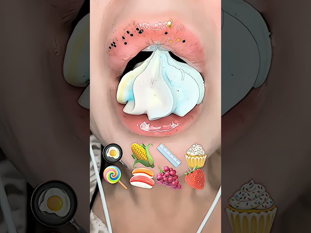 [ASMR] eating emoji 🙇🏻‍♀️🥣 credits:‎‎@SatisfyingLips || open req || #eatingsounds #asmremoji class=