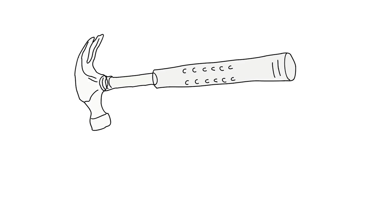 how to draw hammer step by step - YouTube