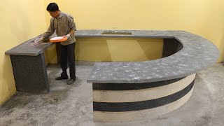 Latest Modular Kitchen Design || Build Kitchen Table Curved Combine Color Modern