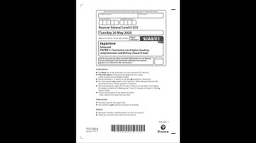 2025 Pearson EDEXCEL A Level Japanese Paper 1 9ja0 01