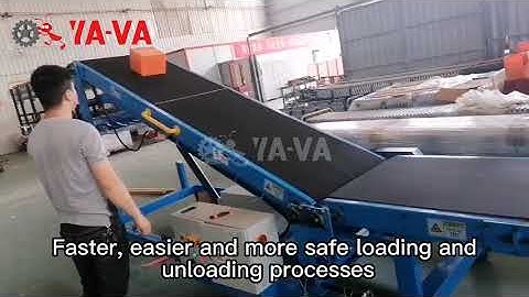 Portable container truck belt loading unloading conveyor