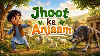 Jhoot Ka Anjaam | The Boy Who Cried Wolf 🐺 | Urdu Moral Story for Kids