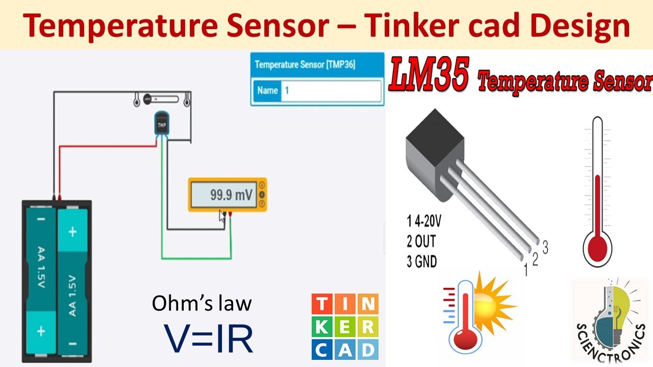 Temperature Sensor Circuit Design Using Tinkercad I Temperature Sensor