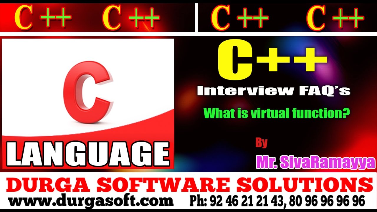 C++ tutorial || Inter view Faq's|| What is virtual function? - YouTube