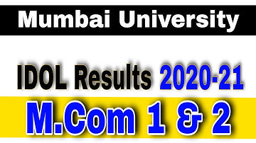 M.com Results | Mumbai University IDOL Students Results | IDOL Results M.com part  1 & M.com part 2