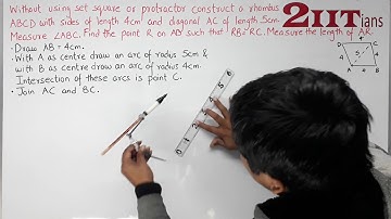 Locus Exercise 14 Q 16 Class X ICSE Without using set square or protractor, construct rhombus ABCD