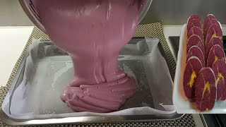 Homemade Ube Custard Cake Roll..