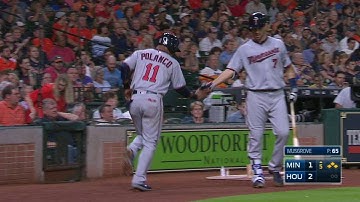 MIN@HOU: Polanco crosses the plate on a double play
